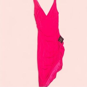 NWT Lulu's Vibrant Pink Asymmetrical Dress Size S